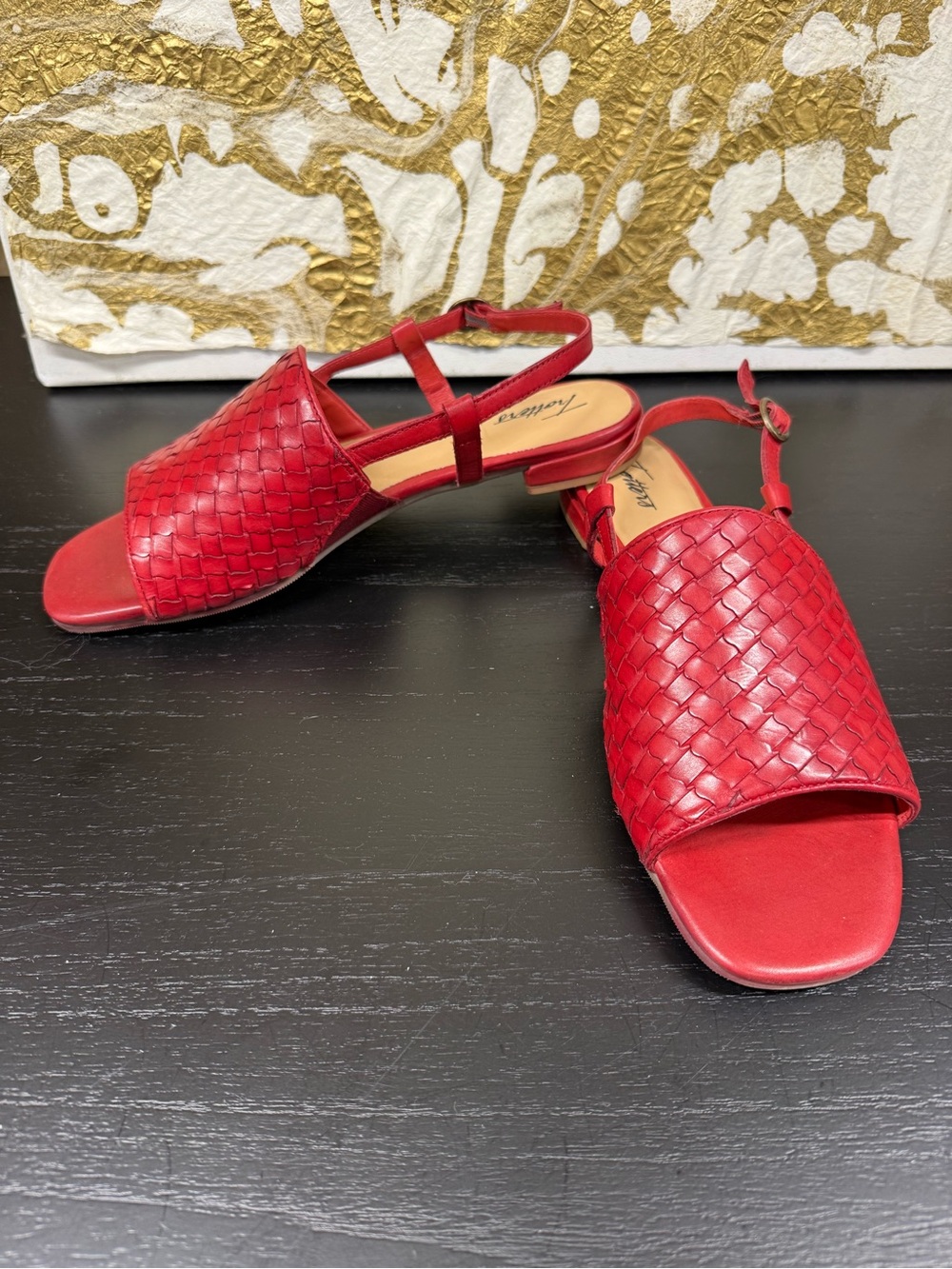 Trotters Red Woven Slingback Sandals